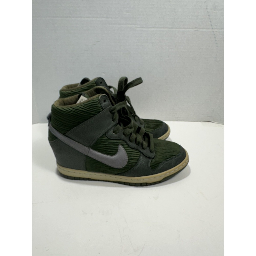 Nike Dunk Sky Hi Hidden Wedge Heel Women's 8.5 Carbon Green Silver High Sneaker